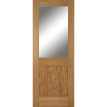Oak Marlborough door with one panel and one clear glazed light, unfinished.; #Oak