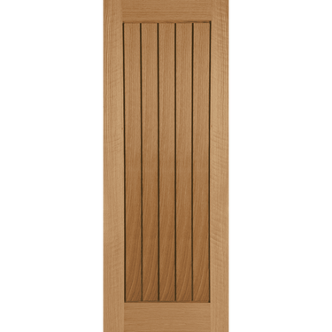 Unfinished Oak Mexicano door with solid routed board construction.; #Oak