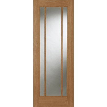 Oak Salisbury 3 Light Clear Glazed Unfinished door with clear glass panels and recessed beading.; #Oak