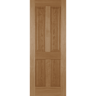 Oak door with four recessed panels and raised beading, unfinished.; #Oak