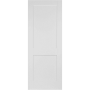 White Primed Shaker 2 Panel door with flat panels and V grooves.; #White