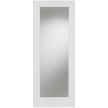 White Primed Shaker door with clear glazed panel and V grooves.; #White
