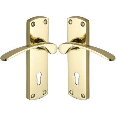 M Marcus - Project Hardware - Luca Door Handles - Lock - Pair; #finish_polished-brass