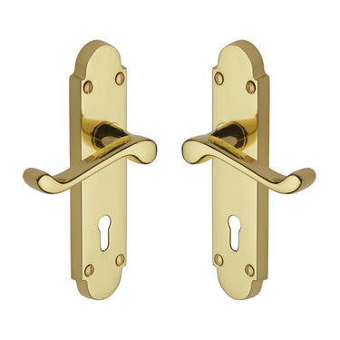 M Marcus - Project Hardware - Milton Door Handles - Lock - Pair; #finish_polished-brass
