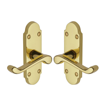 M Marcus - Project Hardware - Milton Door Handles - Short Plate - Latch - Pair; #finish_polished-brass
