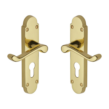 M Marcus - Project Hardware - Milton Door Handles - Euro Lock - Pair; #finish_polished-brass