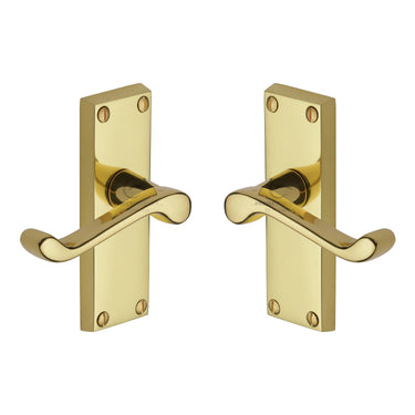 M Marcus - Project Hardware - Malvern Door Handles - Short Plate - Latch - Pair; #finish_polished-brass
