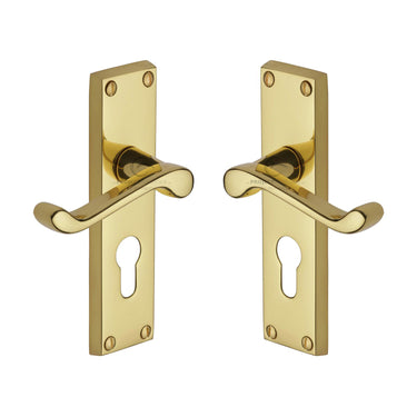M Marcus - Project Hardware - Malvern Door Handles - Euro Lock - Pair; #finish_polished-brass