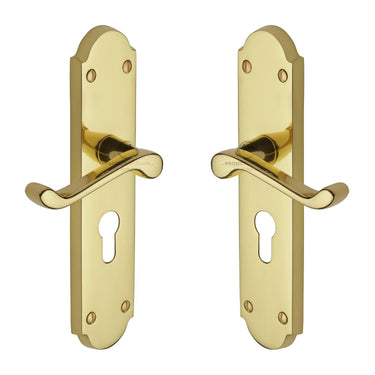 M Marcus - Project Hardware - Kensington Door Handles - Euro Lock - Pair; #finish_polished-brass