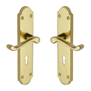 M Marcus - Project Hardware - Kensington Door Handles - Lock - Pair; #finish_polished-brass