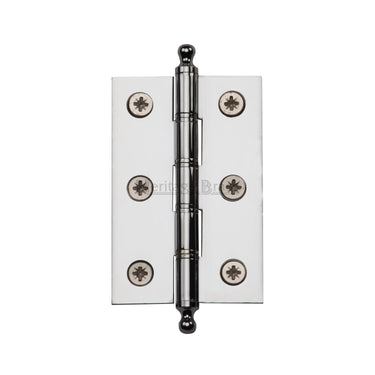 M Marcus - Heritage Brass - Brass Finial Butt Hinge - 3" x 2"; #finish_polished-chrome