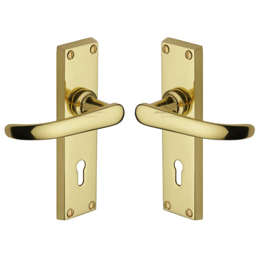 M Marcus - Project Hardware - Avon Door Handles - Lock - Pair; #finish_polished-brass
