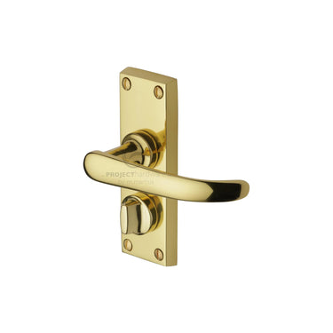 M Marcus - Project Hardware - Avon Door Handles - Short - Privacy - Pair; #finish_polished-brass