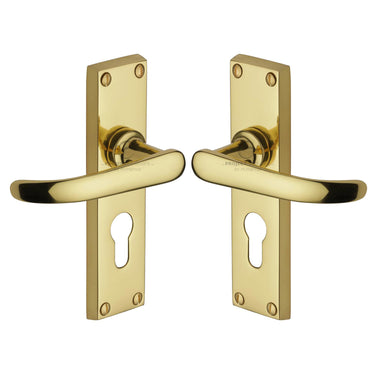 M Marcus - Project Hardware - Avon Door Handles - Euro Lock - Pair; #finish_polished-brass