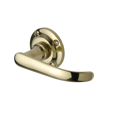 M Marcus - Project Hardware - Aurora Door Handles on Round Rose; #finish_polished-brass