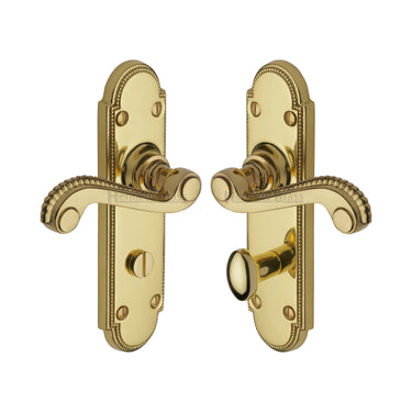 M Marcus - Heritage Brass - Adam Door Handles - Bathroom - Pair; #finish_polished-brass