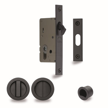 M Marcus - M.Marcus Architectural Hardware - Sliding Lock with Round Privacy Turns - 40mm; #finish_matt-black