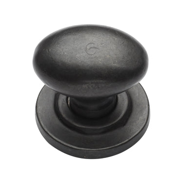 M Marcus - M.Marcus Architectural Hardware - Rustic Bronze Oval Cabinet Knob on Rose - 38mm; #finish_rustic-dark-bronze
