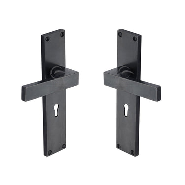 M Marcus - M.Marcus Architectural Hardware - Cheswell Door Handles - Lock - Pair; #finish_rustic-dark-bronze