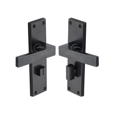 M Marcus - M.Marcus Architectural Hardware - Cheswell Door Handles - Bathroom - Pair; #finish_rustic-dark-bronze