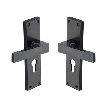 M Marcus - M.Marcus Architectural Hardware - Cheswell Door Handles - Euro Lock - Pair; #finish_rustic-dark-bronze
