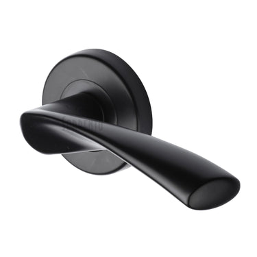 M Marcus - Sorrento - Treviso Door Handles on Round Rose; #finish_matt-black