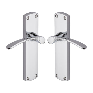 M Marcus - Sorrento - Luca Door Handles - Long Plate - Latch - Pair; #finish_polished-chrome