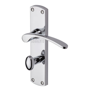 M Marcus - Sorrento - Luca Door Handles - Long Plate - Bathroom - Pair; #finish_polished-chrome