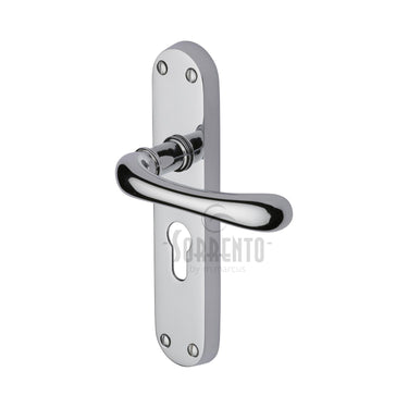 M Marcus - Sorrento - Donna Door Handles - Euro Lock - Pair; #finish_polished-chrome
