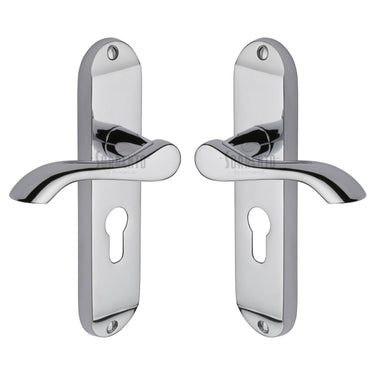 M Marcus - Sorrento - Aurora Door Handles - Euro Lock - Pair; #finish_polished-chrome