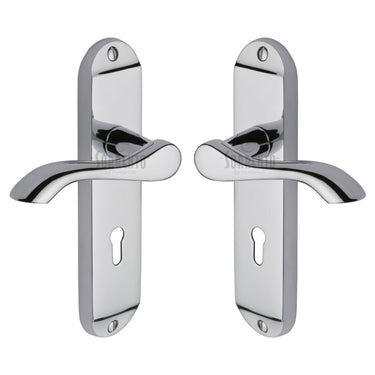 M Marcus - Sorrento - Aurora Door Handles - Lock - Pair; #finish_polished-chrome