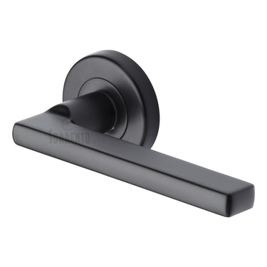 M Marcus - Sorrento - Vector Door Handles on Round Rose; #finish_matt-black