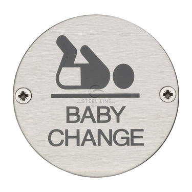 M Marcus - Steel Line - Baby Change Symbol Sign; #finish_satin-steel