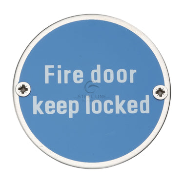M Marcus - Steel Line - Fire Door Keep Locked Engraving; #finish_satin-steel