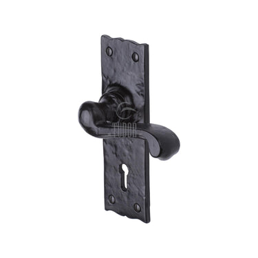 M Marcus - Tudor - Tudor Door Handles - Shropshire - Lock - Pair; #finish_black-antique