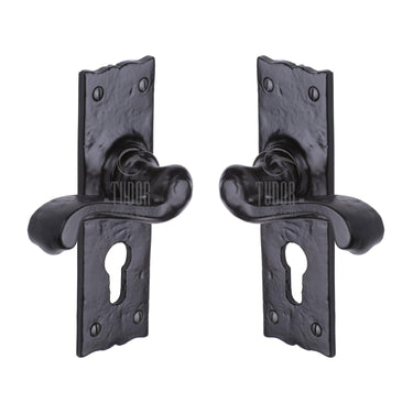 M Marcus - Tudor - Tudor Door Handles - Shropshire - Euro Lock - Pair; #finish_black-antique