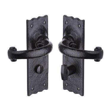 M Marcus - Tudor - Tudor Door Handles - Colonial - Bathroom - Pair; #finish_black-antique