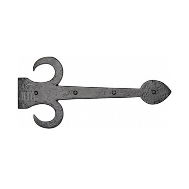 M Marcus - Tudor - Tudor Dummy Strap Hinge - Fleur De Lys - 12"; #finish_black-antique