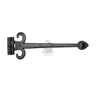 M Marcus - Tudor - Tudor Fleur De Lys Black Iron Hinge - 16"; #finish_black-antique