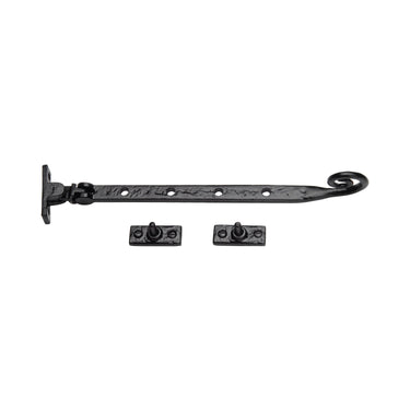 M Marcus - Tudor - Tudor Casement Window Stay - Monkey Tail - 10"; #finish_black-antique