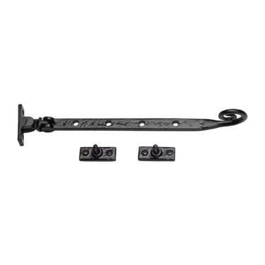 M Marcus - Tudor - Tudor Casement Window Stay - Monkey Tail - 12"; #finish_black-antique