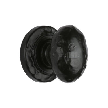 M Marcus - Tudor - Tudor Rustic Oval Cabinet Knob - 32mm; #finish_black-antique