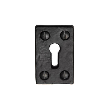 M Marcus - Tudor - Tudor Standard Key Escutcheon Square Black Iron; #finish_black-antique