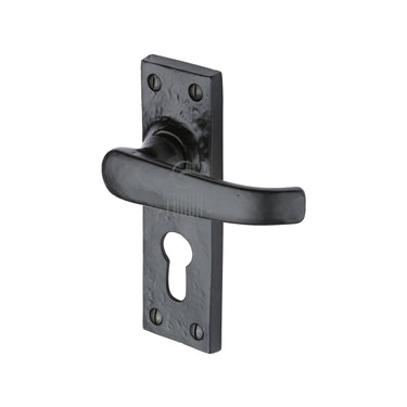 M Marcus - Tudor - Tudor Door Handles - Windsor - Euro Lock - Pair; #finish_black-antique