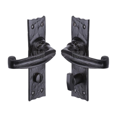 M Marcus - Tudor - Tudor Door Handles - Wellington - Bathroom - Pair; #finish_black-antique