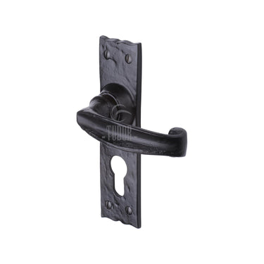 M Marcus - Tudor - Tudor Door Handles - Wellington - Euro Lock - Pair; #finish_black-antique