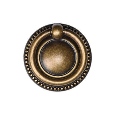 M Marcus - M.Marcus Architectural Hardware - Classic Beaded Ring Pull; #finish_distressed-brass
