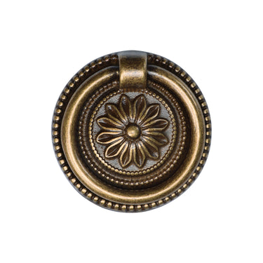 M Marcus - M.Marcus Architectural Hardware - Floral Ring Pull - 55mm; #finish_distressed-brass