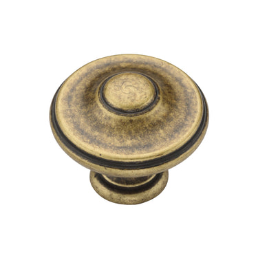 M Marcus - M.Marcus Architectural Hardware - Round Domed Cabinet Knob - 35mm; #finish_distressed-brass