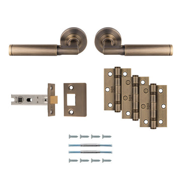 M Marcus - Carlisle Brass - Belas Door Handles on Rose - Door Pack - Latch; #finish_antique-brass